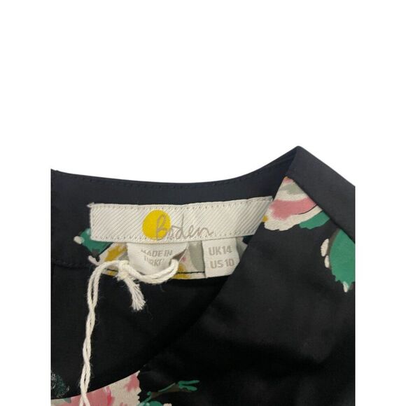 Boden Womens Top Blouse Shirt UK 14 US 10 Black Floral 3/4 Sleeve T1101 NWT - Picture 4 of 11